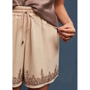Anthropologie Maeve Cruise‎ Embroidered Beaded Shorts Festival Boho Small Beige